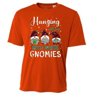 Hanging With My Nicu Nurse Gnomies Christmas Nurse Gnomes Gift Cooling Performance Crew T-Shirt