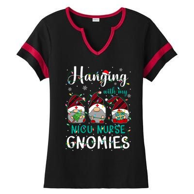 Hanging With My Nicu Nurse Gnomies Christmas Nurse Gnomes Gift Ladies Halftime Notch Neck Tee