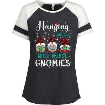 Hanging With My Nicu Nurse Gnomies Christmas Nurse Gnomes Gift Enza Ladies Jersey Colorblock Tee