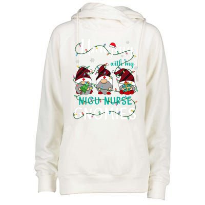 Hanging With My Nicu Nurse Gnomies Christmas Nurse Gnomes Gift Womens Funnel Neck Pullover Hood