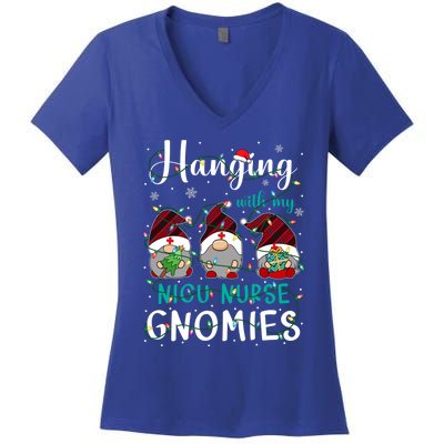 Hanging With My Nicu Nurse Gnomies Christmas Nurse Gnomes Gift Women's V-Neck T-Shirt