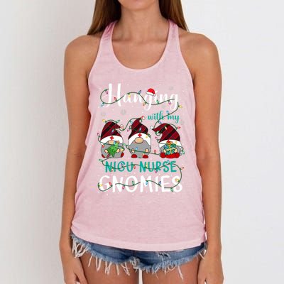 Hanging With My Nicu Nurse Gnomies Christmas Nurse Gnomes Gift Women's Knotted Racerback Tank