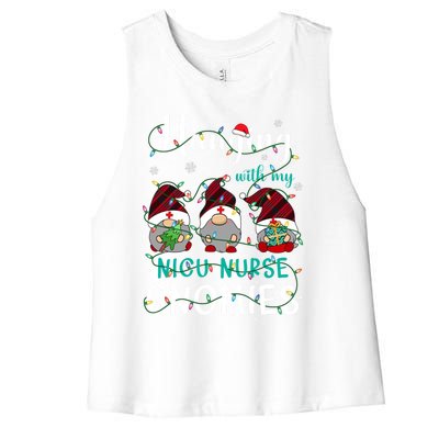 Hanging With My Nicu Nurse Gnomies Christmas Nurse Gnomes Gift Women's Racerback Cropped Tank