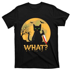 Halloween What Murderous Black Cat With Knife Gothic Dark T-Shirt