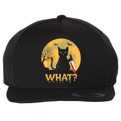 Halloween What Murderous Black Cat With Knife Gothic Dark Wool Snapback Cap