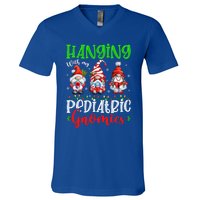 Hanging With My Pediatric Gnomies Cute Xmas Gnome Nurse Cute Gift V-Neck T-Shirt