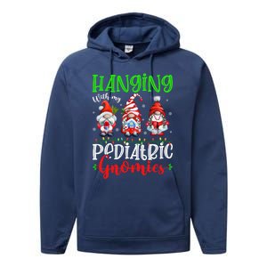 Hanging With My Pediatric Gnomies Cute Xmas Gnome Nurse Cute Gift Performance Fleece Hoodie