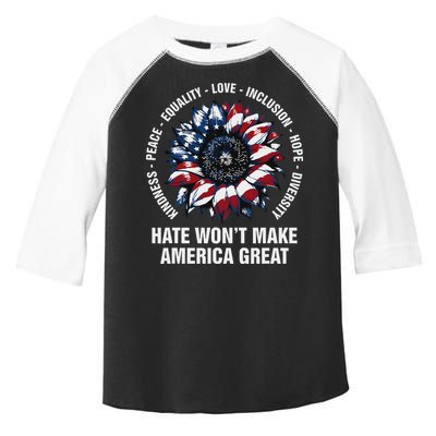 Hate WonT Make America Great Sunflower Kindness Peace Toddler Fine Jersey T-Shirt
