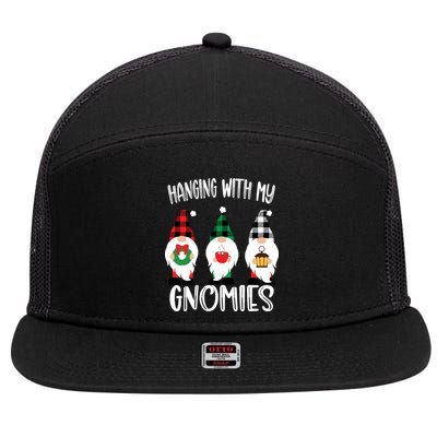 Hanging With My Gnomies, Merry Christmas Gnomes Garden Gnome 7 Panel Mesh Trucker Snapback Hat