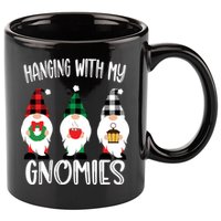 Hanging With My Gnomies, Merry Christmas Gnomes Garden Gnome 11oz C Handle Ceramic Mug