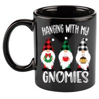 Hanging With My Gnomies, Merry Christmas Gnomes Garden Gnome 11oz C Handle Ceramic Mug