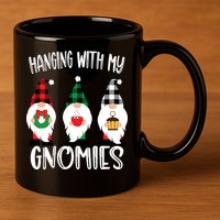 Hanging With My Gnomies, Merry Christmas Gnomes Garden Gnome 11oz C Handle Ceramic Mug