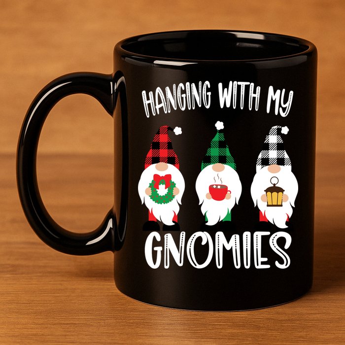 Hanging With My Gnomies, Merry Christmas Gnomes Garden Gnome 11oz C Handle Ceramic Mug