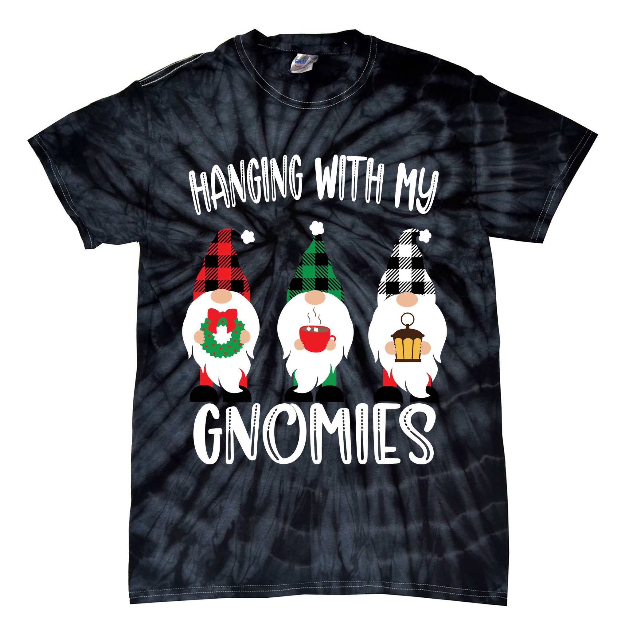 Hanging With My Gnomies, Merry Christmas Gnomes Garden Gnome Tie-Dye T-Shirt