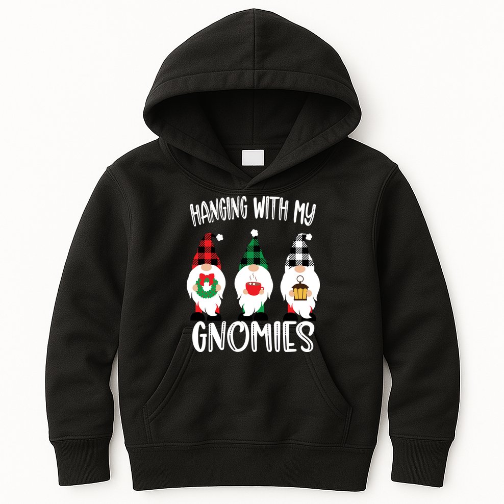 Hanging With My Gnomies, Merry Christmas Gnomes Garden Gnome Kids Hoodie