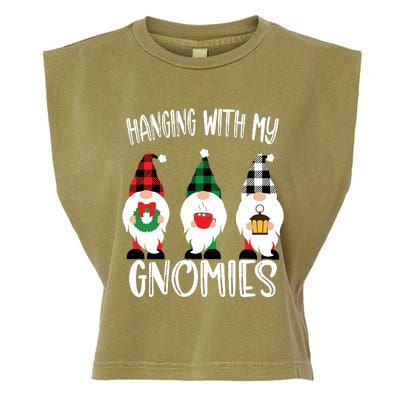 Hanging With My Gnomies, Merry Christmas Gnomes Garden Gnome Garment-Dyed Women's Muscle Tee