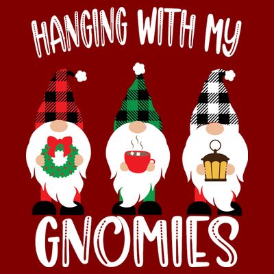 Hanging With My Gnomies, Merry Christmas Gnomes Garden Gnome T-Shirt