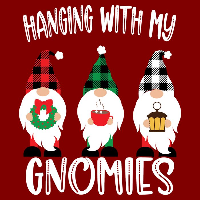 Hanging With My Gnomies, Merry Christmas Gnomes Garden Gnome V-Neck T-Shirt