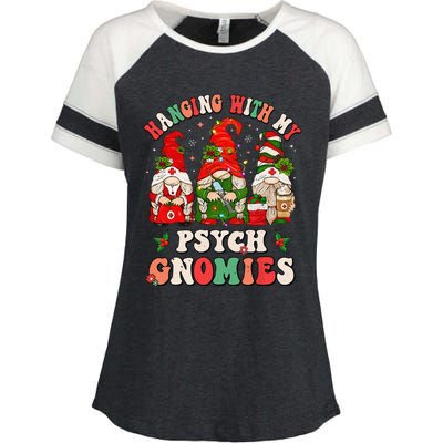 Hanging With My Psych Gnomies Christmas Psychiatric Nurse Enza Ladies Jersey Colorblock Tee