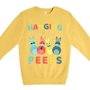 Hanging With My Peeps Colorful Bunny Easter Day Gifts Premium Crewneck Sweatshirt