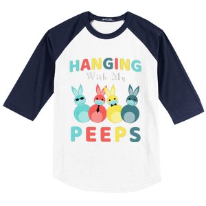 Hanging With My Peeps Colorful Bunny Easter Day Gifts Baseball Sleeve Shirt