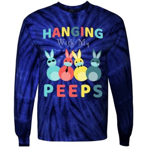 Hanging With My Peeps Colorful Bunny Easter Day Gifts Tie-Dye Long Sleeve Shirt