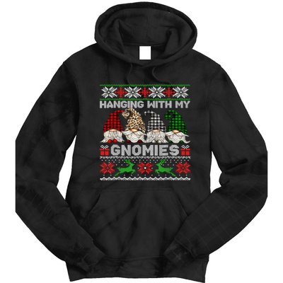 Hanging With My Gnomies Xmas Cute Gnomes Ugly Sweater Tie Dye Hoodie