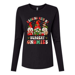 Hanging With My Surgery Gnomies Christmas Surgical Nurse Womens Cotton Relaxed Long Sleeve T-Shirt