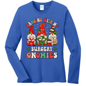 Hanging With My Surgery Gnomies Christmas Surgical Nurse Ladies Long Sleeve Shirt