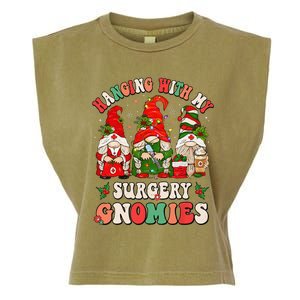 Hanging With My Surgery Gnomies Christmas Surgical Nurse Garment-Dyed Women's Muscle Tee