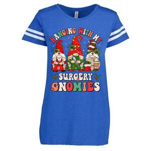 Hanging With My Surgery Gnomies Christmas Surgical Nurse Enza Ladies Jersey Football T-Shirt