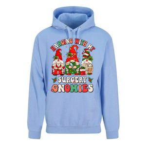 Hanging With My Surgery Gnomies Christmas Surgical Nurse Unisex Surf Hoodie