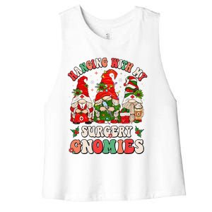 Hanging With My Surgery Gnomies Christmas Surgical Nurse Women's Racerback Cropped Tank