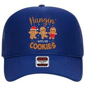 Hangin With My Cookies Gingerbread Christmas Teacher High Crown Mesh Back Trucker Hat