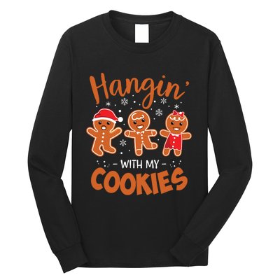 Hangin With My Cookies Gingerbread Women Christmas Teacher Long Sleeve Shirt