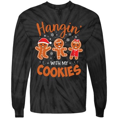 Hangin With My Cookies Gingerbread Women Christmas Teacher Tie-Dye Long Sleeve Shirt