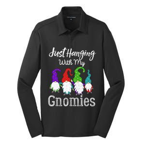 Hanging With My Gnomies Funny Garden Gnome Graphics Silk Touch Performance Long Sleeve Polo