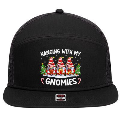 Hanging With My Gnomies Matching Family Christmas Pjs Gnome 7 Panel Mesh Trucker Snapback Hat