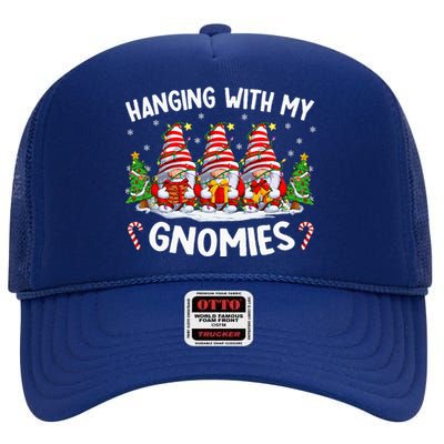 Hanging With My Gnomies Matching Family Christmas Pjs Gnome High Crown Mesh Back Trucker Hat