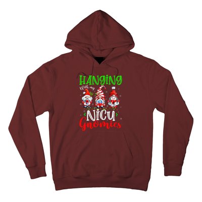 Hanging With My Nicu Gnomies Cute Xmas Lights Gnome Nurse Hoodie