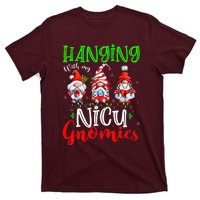 Hanging With My Nicu Gnomies Cute Xmas Lights Gnome Nurse T-Shirt