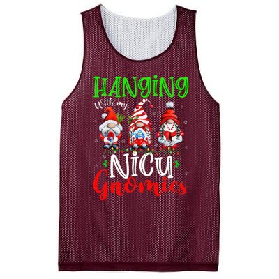 Hanging With My Nicu Gnomies Cute Xmas Lights Gnome Nurse Mesh Reversible Basketball Jersey Tank