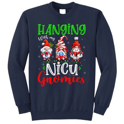 Hanging With My Nicu Gnomies Cute Xmas Lights Gnome Nurse Sweatshirt