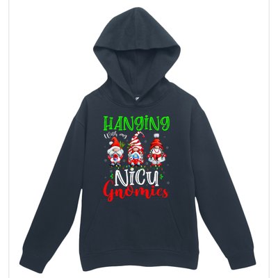 Hanging With My Nicu Gnomies Cute Xmas Lights Gnome Nurse Urban Pullover Hoodie