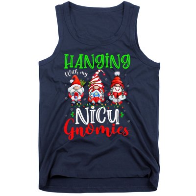 Hanging With My Nicu Gnomies Cute Xmas Lights Gnome Nurse Tank Top