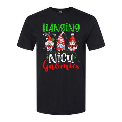 Hanging With My Nicu Gnomies Cute Xmas Lights Gnome Nurse Softstyle CVC T-Shirt