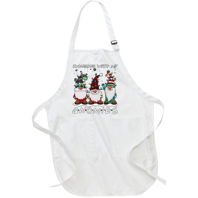 Hanging With My Gnomies Funny Christmas Holiday Season Full-Length Apron With Pockets