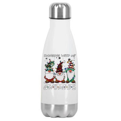 Hanging With My Gnomies Funny Christmas Holiday Season Stainless Steel Insulated Water Bottle