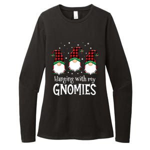 Hanging With My Gnomies Funny Red Plaid Christmas Gnome Womens CVC Long Sleeve Shirt