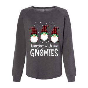 Hanging With My Gnomies Funny Red Plaid Christmas Gnome Womens California Wash Sweatshirt